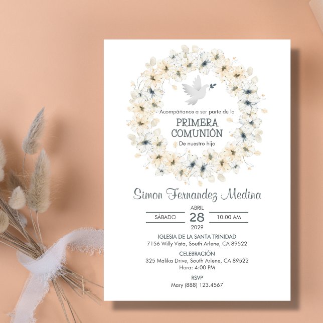 Invitación Primera Comunión de Flores Blancas (Subido por el creador)