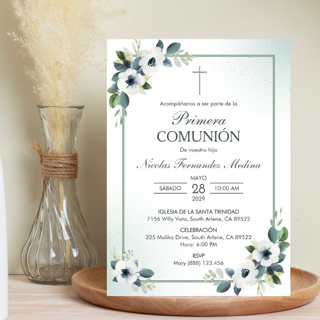 Invitación Primera Comunión de Flores Blancas (Subido por el creador)