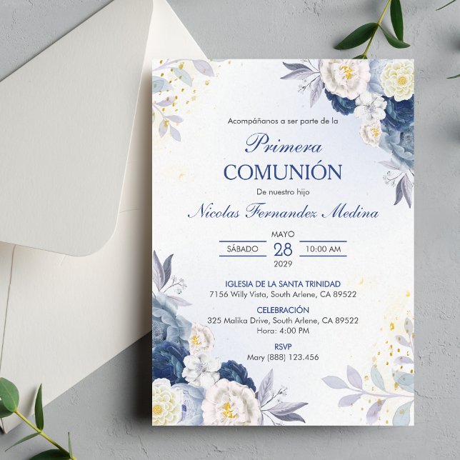 Invitación Primera Comunión de Flores Blancas (Subido por el creador)