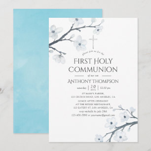 Invitación Primera Comunión de Flores de Cerezo Blancas