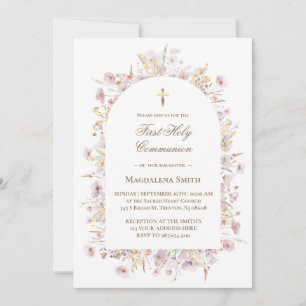 Invitación primera comunión de flores silvestres