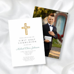 Invitación Primera comunión de foto niño de la Cruz Verde