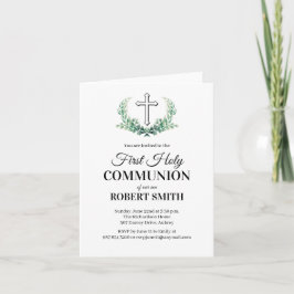 Invitación Primera comunión de hoja verde