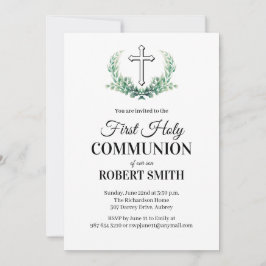 Invitación Primera comunión de hoja verde