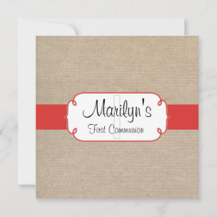 Invitación Primera comunión de la amapola roja y beige