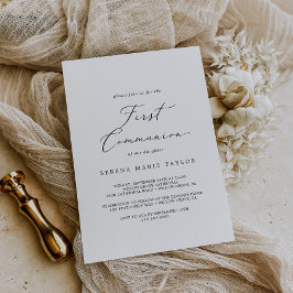 Invitación Primera comunión de la caligrafía negra desdeñosa