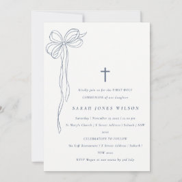 Invitación Primera Comunión de la Coqueta Azul Oscuro