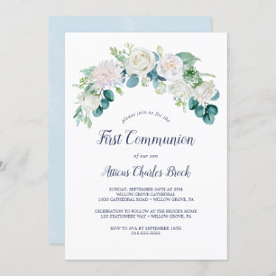 Invitación Primera comunión de las flores blancas clásicas