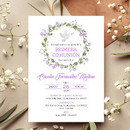 Invitación Primera comunión de las flores moradas de Primera 
