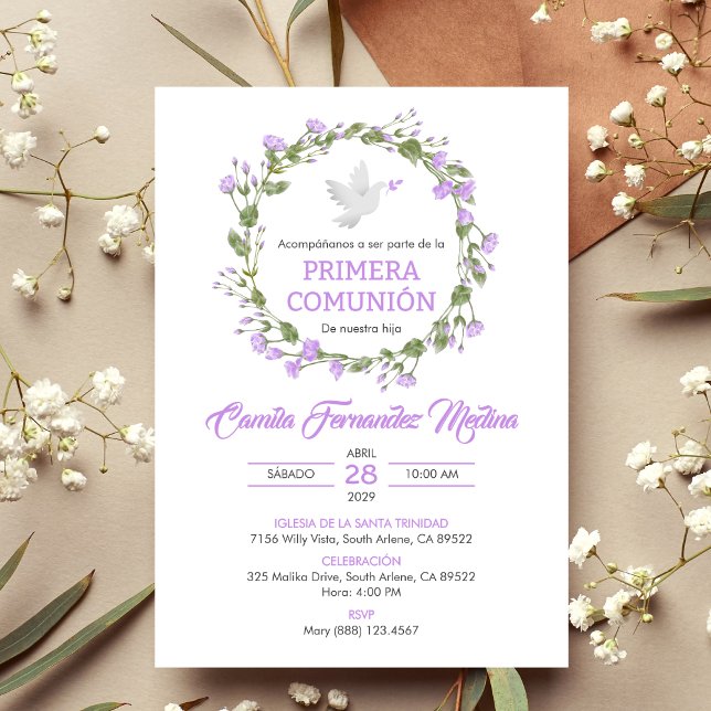 Invitación Primera comunión de las flores moradas de Primera  (Subido por el creador)