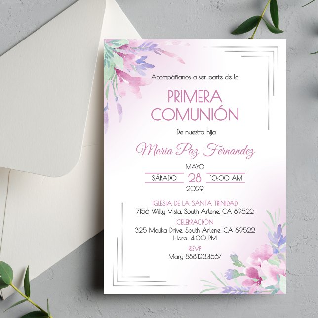 Invitación Primera comunión de las flores moradas de Primera  (Subido por el creador)