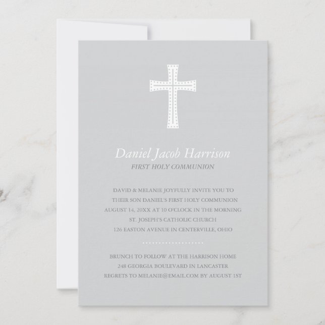 Invitación Primera comunión de los chicos grises (Anverso)