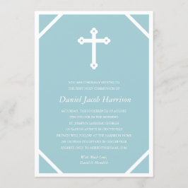 Invitación Primera comunión de los niños azules Minimalistas
