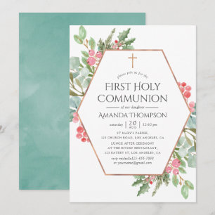 Invitación Primera Comunión de Navidad con Jardinería Geométr