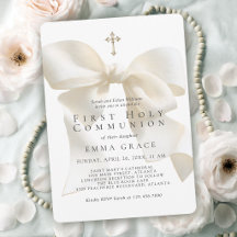 Primera Comunión de Niña Lazo Elegante Marfil