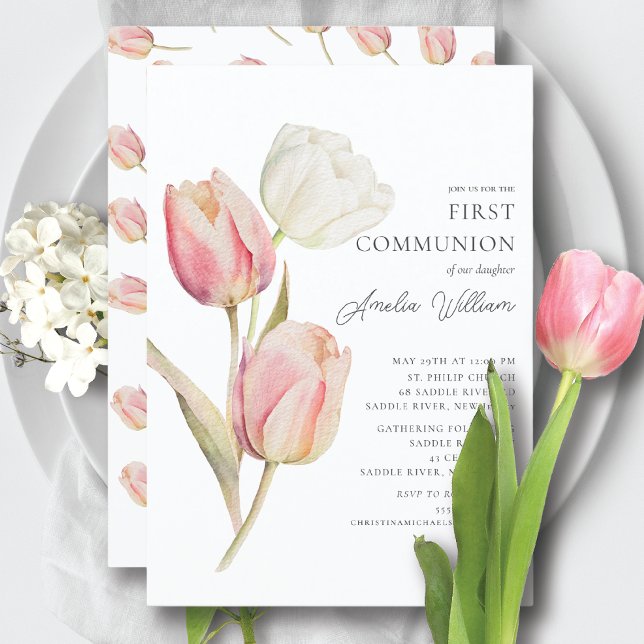 Invitación Primera Comunión de Tulips Graceful (Subido por el creador)