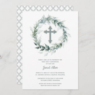 Invitación Primera comunión de Wreath y Cross
