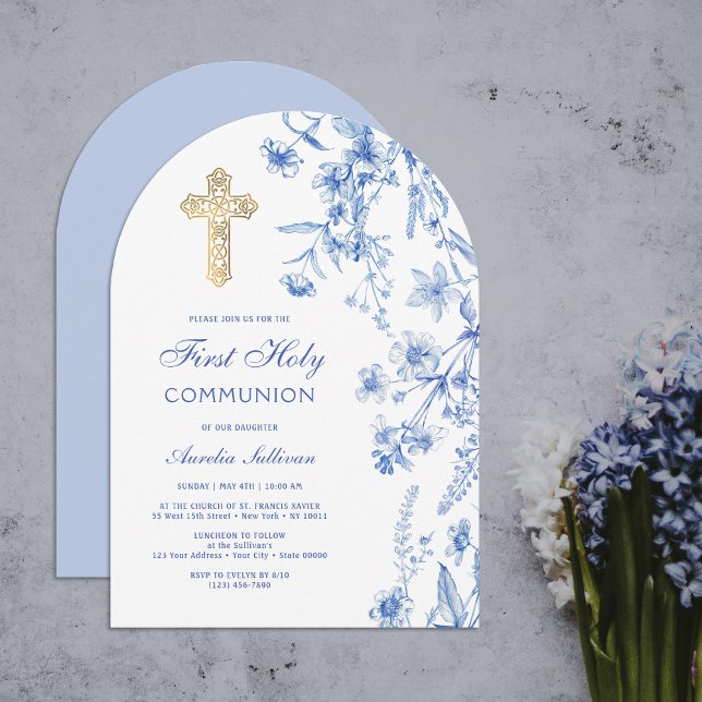 Invitación Primera comunión del Arco de Flores Silvestres Azu (Subido por el creador)