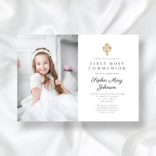 Invitación Primera Comunión del Chica de fotografía de la cru