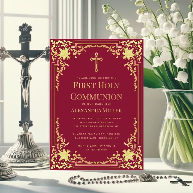 Invitación Primera comunión del Chica de la cosecha de oro Bu (Subido por el creador)