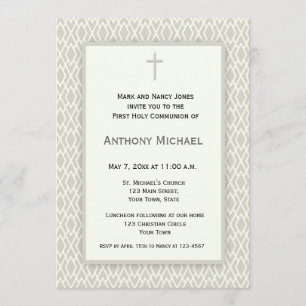 Invitación Primera comunión del modelo poner crema y gris del