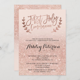 Invitación Primera comunión del oro del falso del purpurina