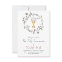 primera comunión delicada acuarela floral