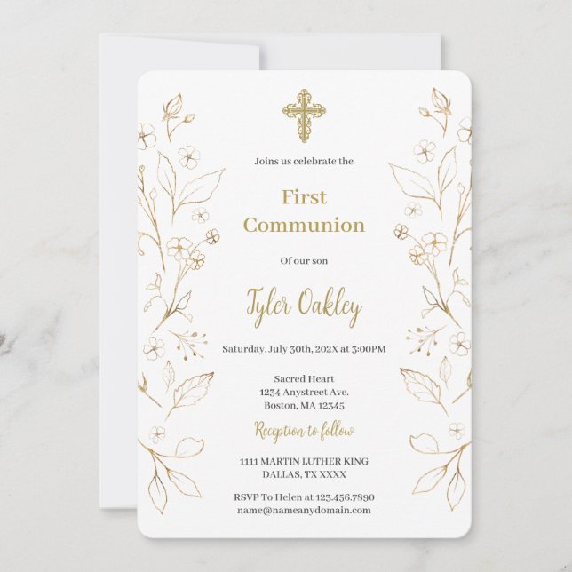 Invitación Primera comunión elegante (Anverso)