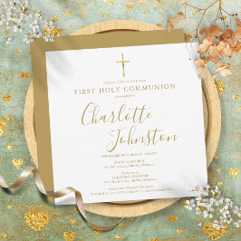 Invitación Primera Comunión Elegante Firma de Oro