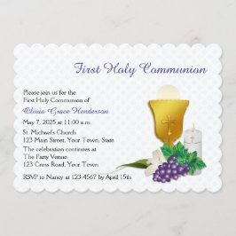 Invitación Primera Comunión, encaje blanco