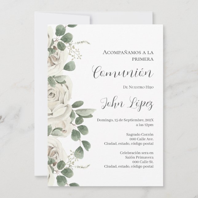 Invitación Primera Comunión Española (Anverso)