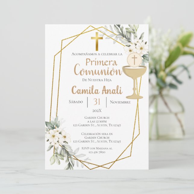 Invitación Primera Comunión Española (Anverso de pie)