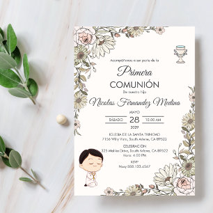 Invitación Primera Comunión Española Cute Boy Communición