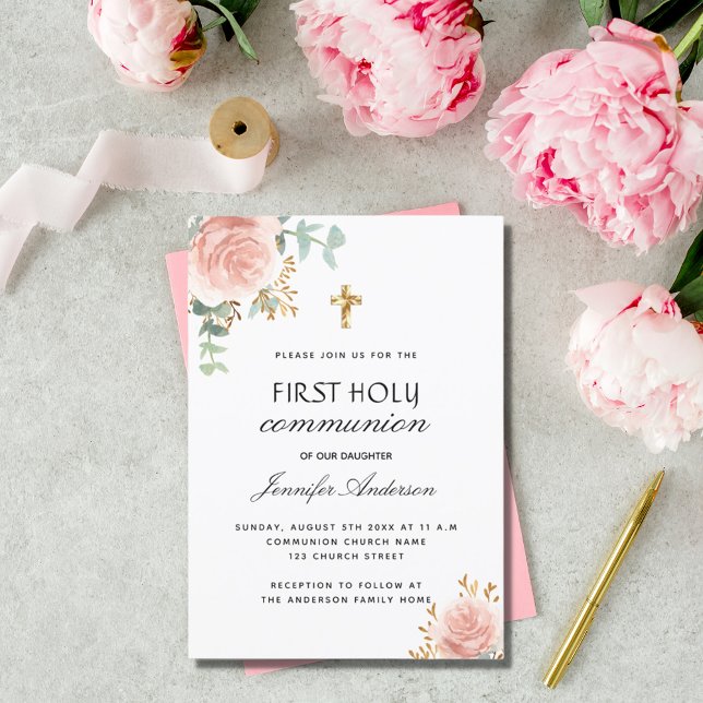 Invitación Primera comunión eucalipto floral (Subido por el creador)