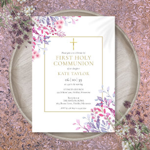 Invitación Primera Comunión Floral de Flores Silvestres
