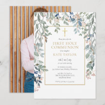 Primera Comunión Floral Elegante de Oro