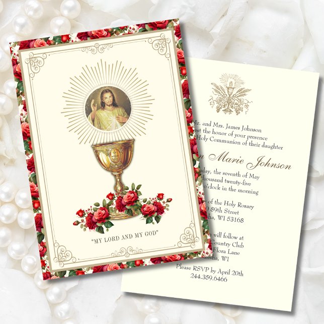 Invitación Primera Comunión Floral Jesús Divino Floral de Mis (Subido por el creador)