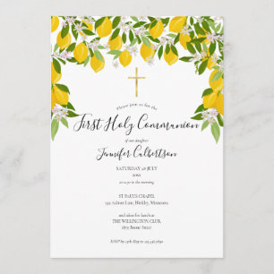 Invitación Primera Comunión Floral Limones Verdor