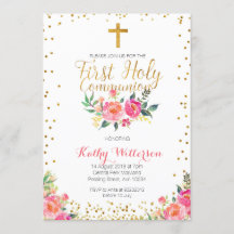 Invitación Primera Comunión Floral Niña