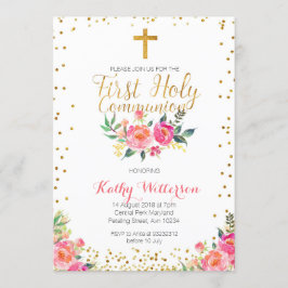 Invitación Primera Comunión Floral Niña