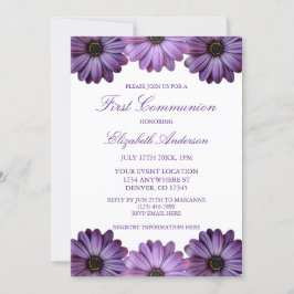 Invitación Primera Comunión Floral Púrpura