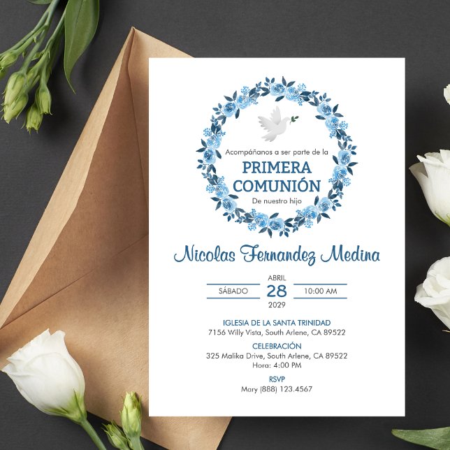 Invitación Primera Comunión Flores Azules Primera Comunión Sa (Subido por el creador)