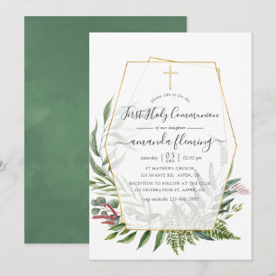 Invitación Primera Comunión Forestal Herbario Geométrico