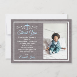 Invitación Primera Comunión Gracias Carnero Niño Gris Azul
