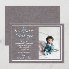 Invitación Primera Comunión Gracias Carnero Niño Gris Azul
