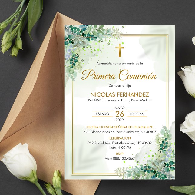 Invitación Primera Comunión Hojas Verdes Comunión (Subido por el creador)