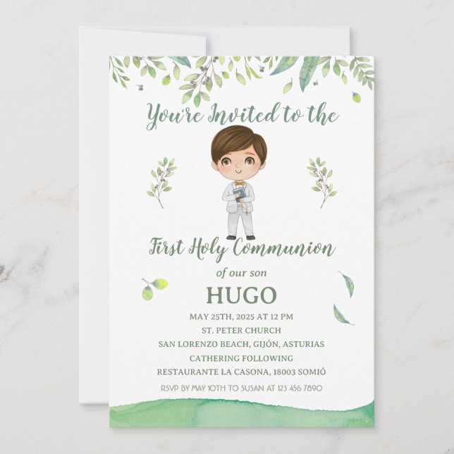 Invitación Primera Comunión HUGO (Anverso)