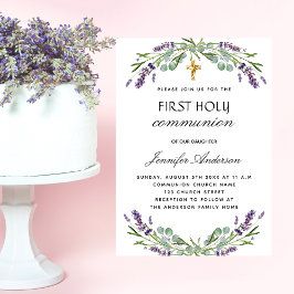 Invitación Primera comunión lavender eucalyptus violet floret