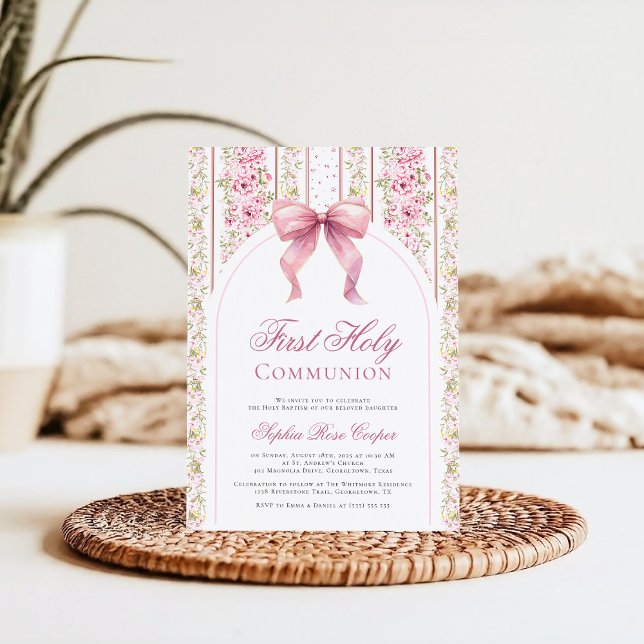 Invitación Primera Comunión Lazo Coquette Vintage (Subido por el creador)