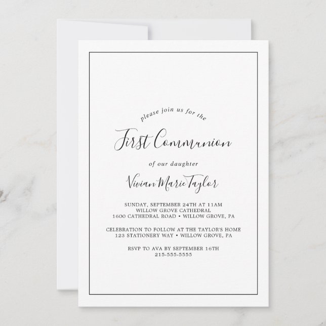 Invitación Primera Comunión minimalista (Anverso)